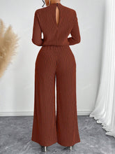 Women Casual Elegant Mock Neck Long Sleeve Wide Leg Jumpsuit